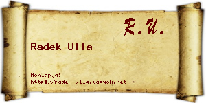 Radek Ulla névjegykártya